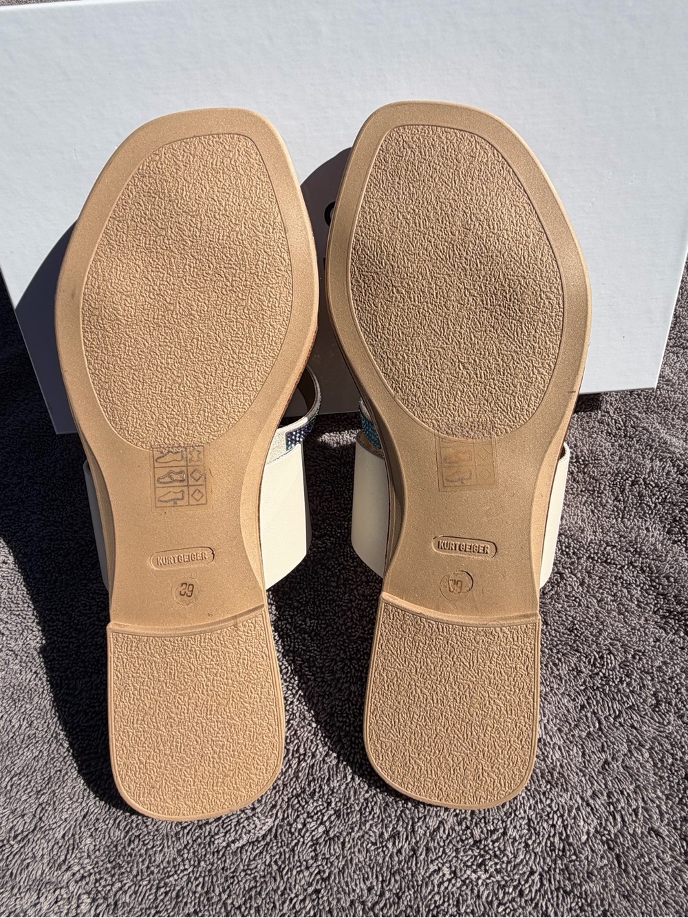 Kurt Geiger Leather Slip-On Sandals with Rainbow Crystal Straps Women’s 8.5 - Picture 8 of 14